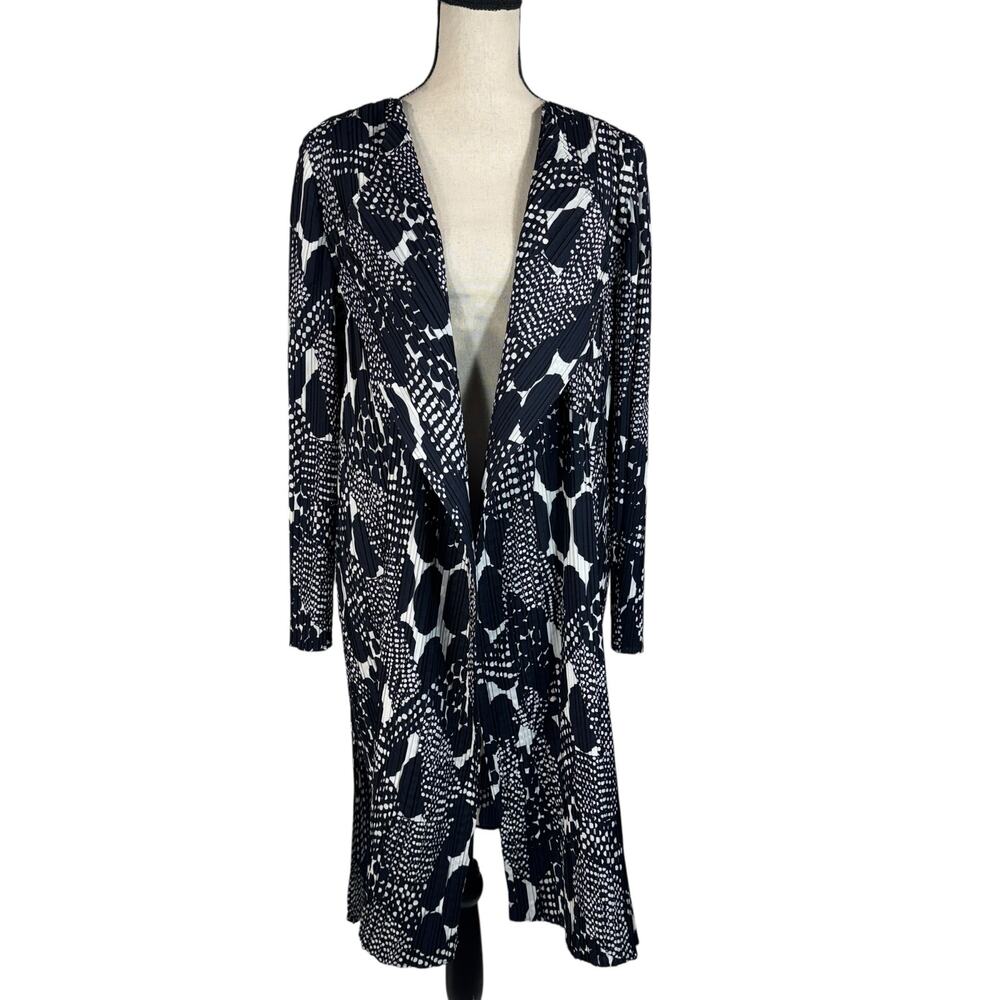 Chico’s Travelers SZ 2 (12/14) Trench Jacket Open-Front Textured Crinkle Stretch